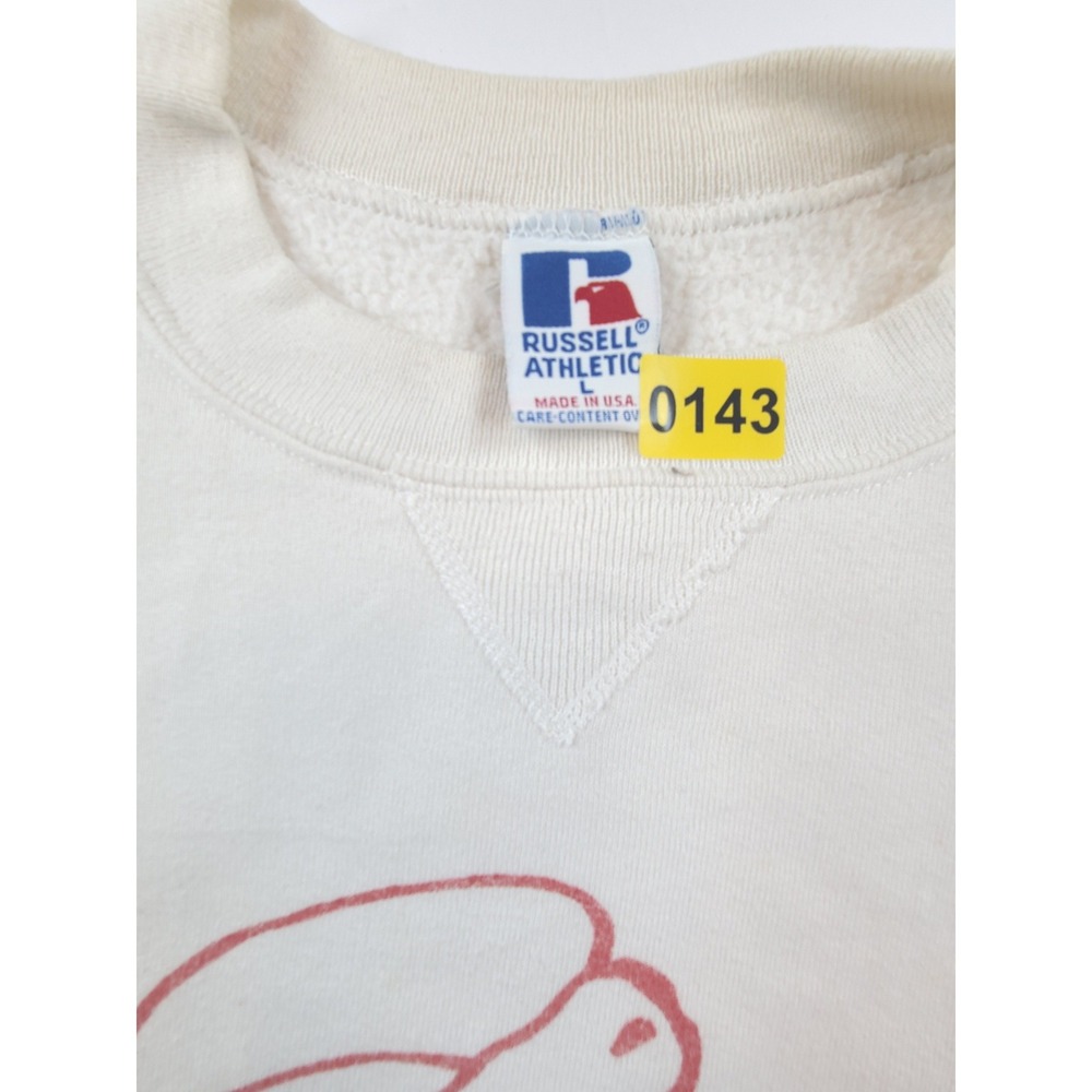 Vintage Russell Athletic Girard Jr High Trojans Bear Sweatshirt Large Mens Beige - Picture 9 of 9